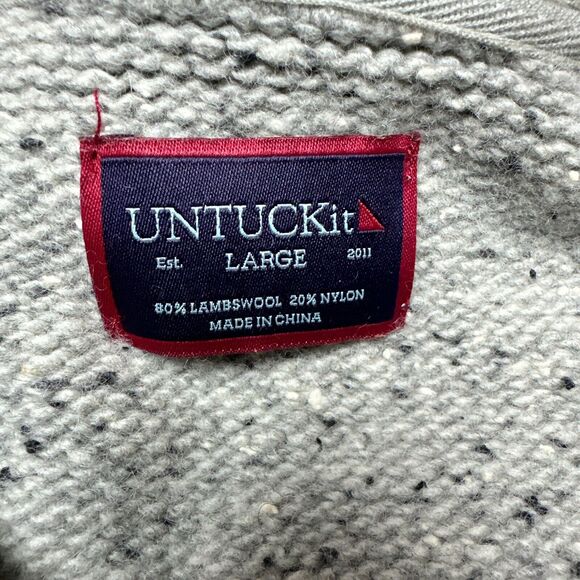 UNTUCKit Sweater Mens Large Grey 3 Button Lambswool Blend Cabincore Gorp Comfort - Picture 2 of 11